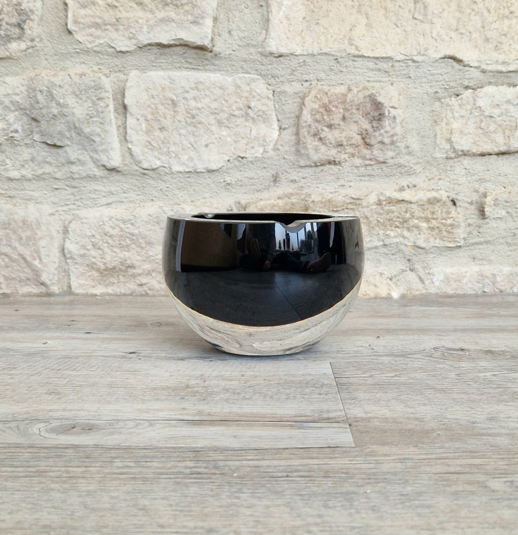 Large 1960's Vintage Antonio da Ros Murano Glass Cigar Ashtray Cenedese Black Sommerso