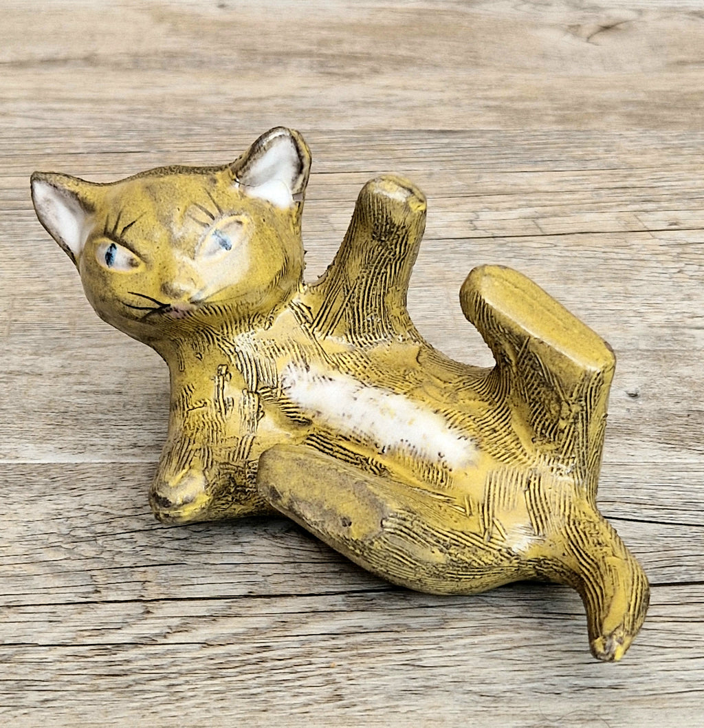 Vintage Mid-Century Upsala Ekeby Swedish Pottery Cat Figurine By Dorothy Clough 1956-67.