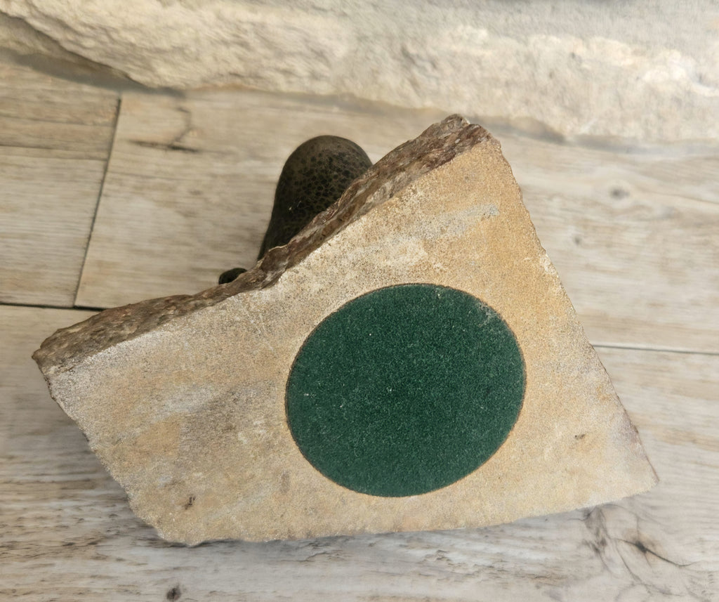 Vintage Metal Toad Figure On Granite Stone Plinth