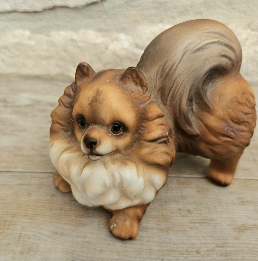 Vintage Ceramic Pomeranian Dog Ornament Figure Harvey Knox 8cm X 8cm