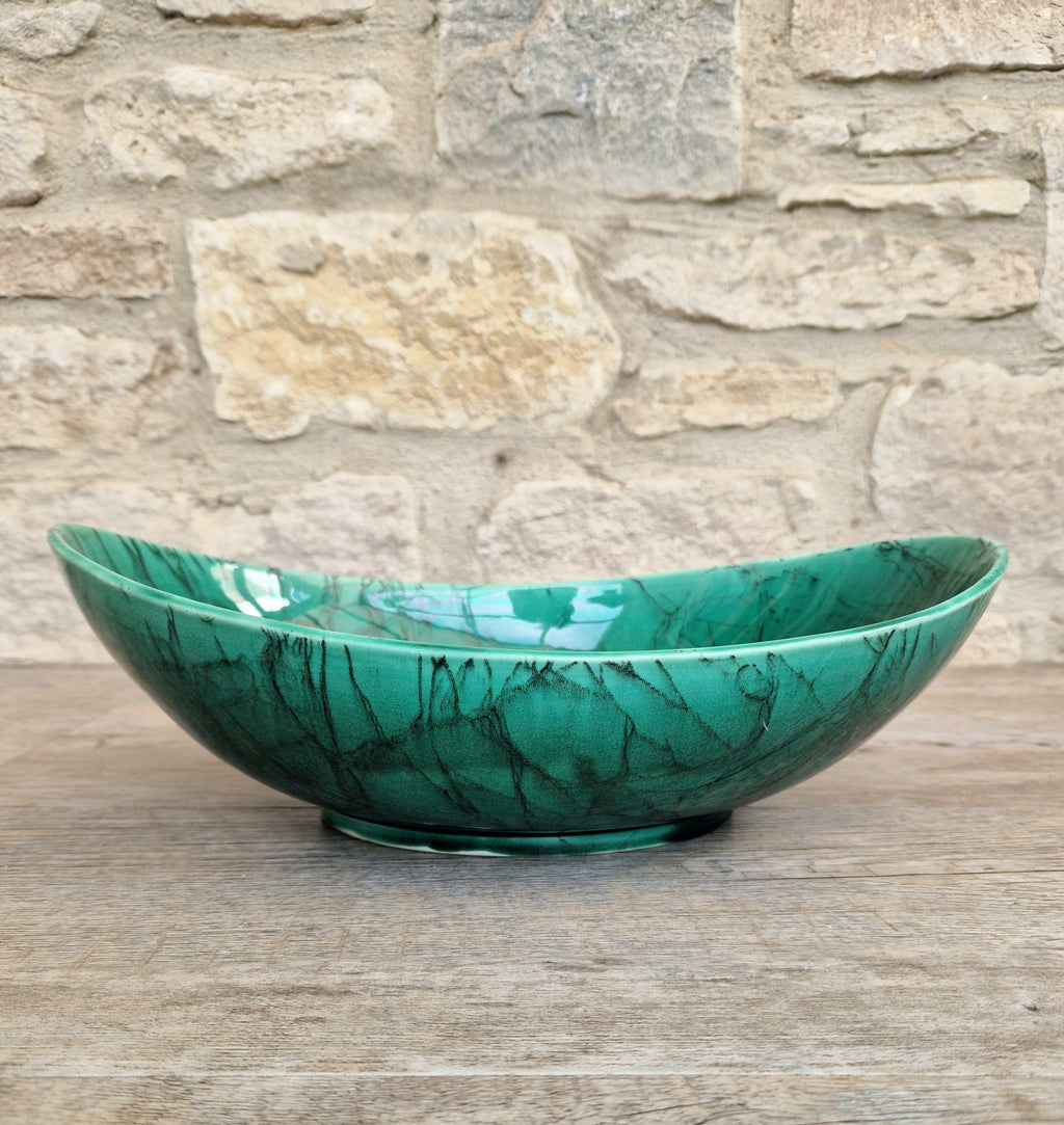 Very Rare Antique 1883 Wedgwood Malachite Glaze Large Centrepiece Fruitbowl 32cm x 22cm