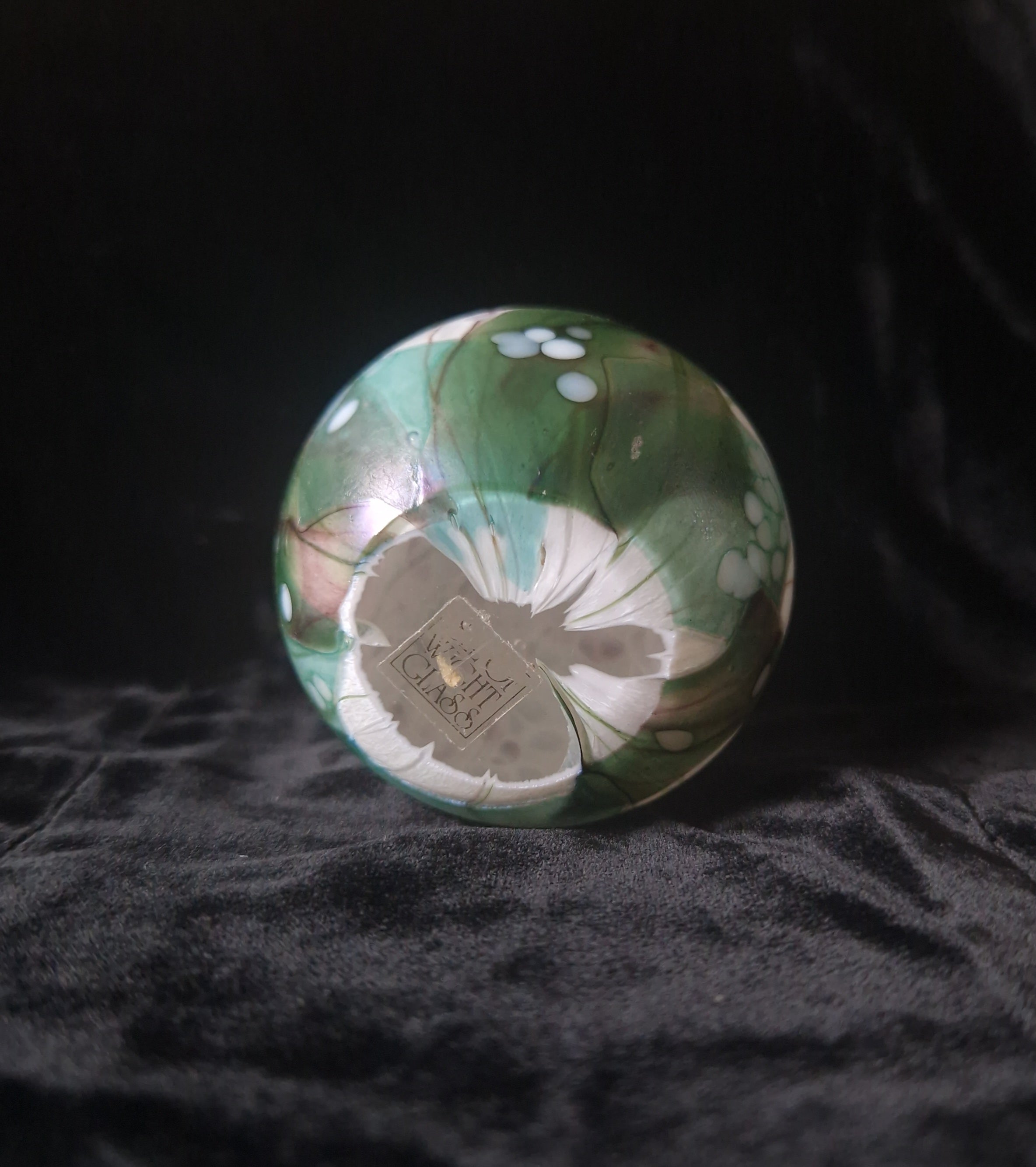Isle Of White Art Studio Glass Vintage Lilac Flower Garden Ball Paperweight