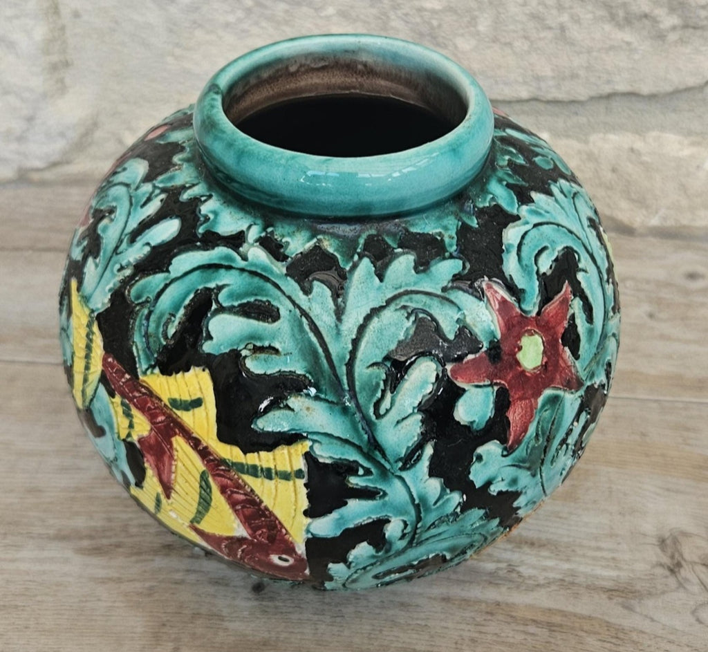 Midcentury Fish Art Vase Colourful Cerart Monaco Marine Decor 12cm Tall