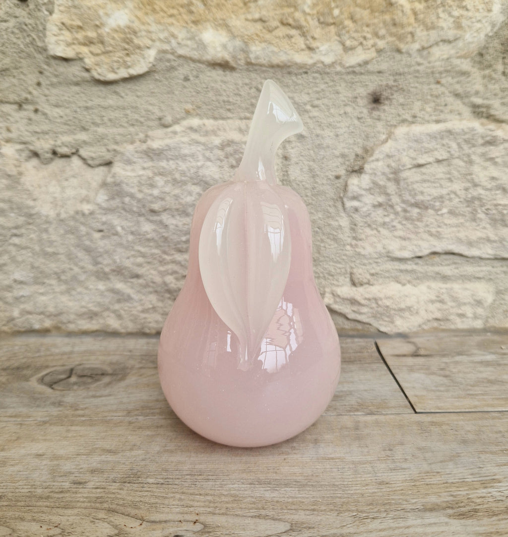 Pink Murano Glass Pear Ornament Archimede Seguso Alabastro Opaline 1950's Vintage Rare