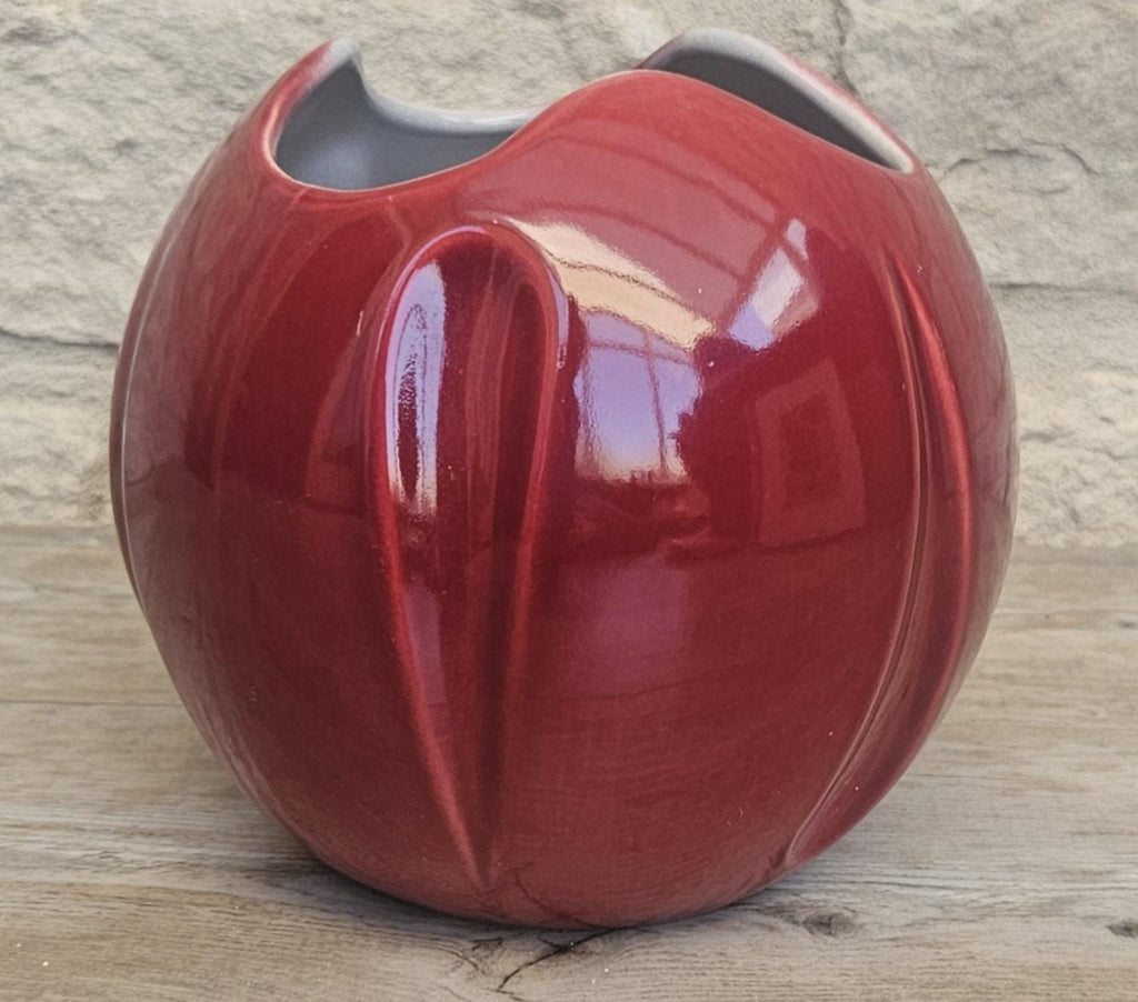 Vintage Art Deco Style Globe Vase Cerise Tulip Vase Made in England