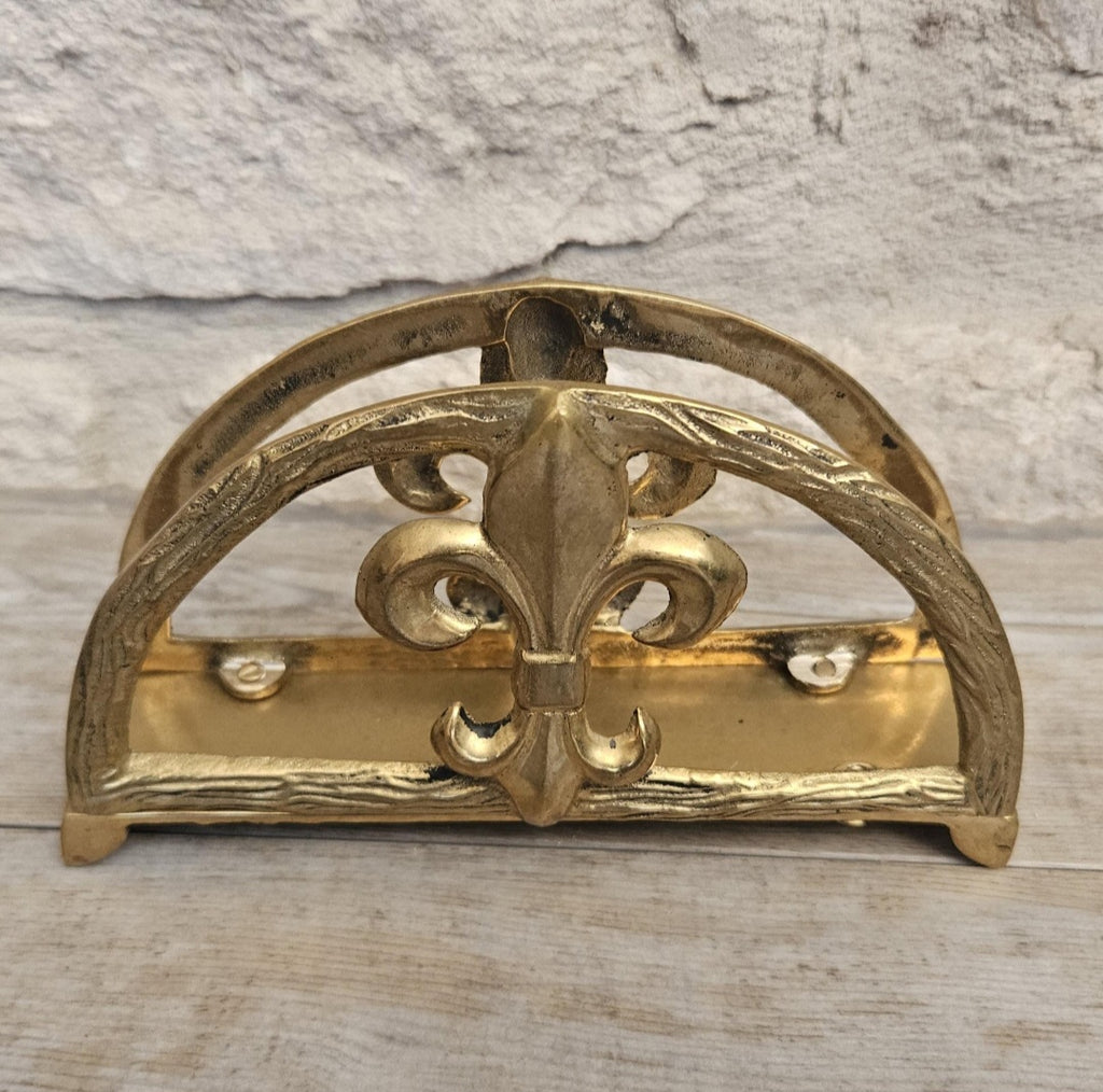 Midcentury Letter Rack Brass Fleur de Lys Design Hollywood Regency Decor