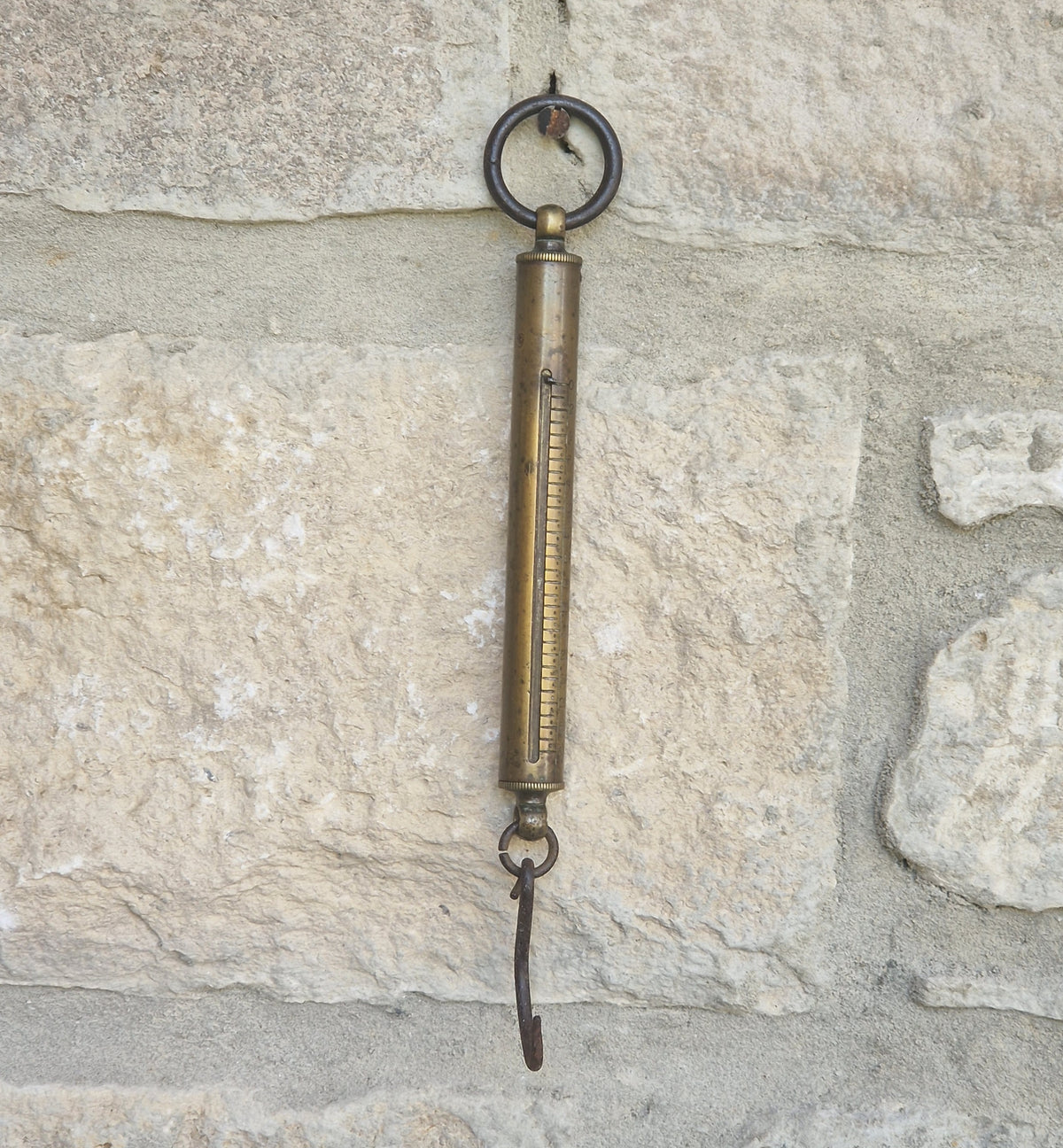 Antique Tubular Brass Spring Balance Scale Hanging Pocket Cylindrical Pocket Scales Working