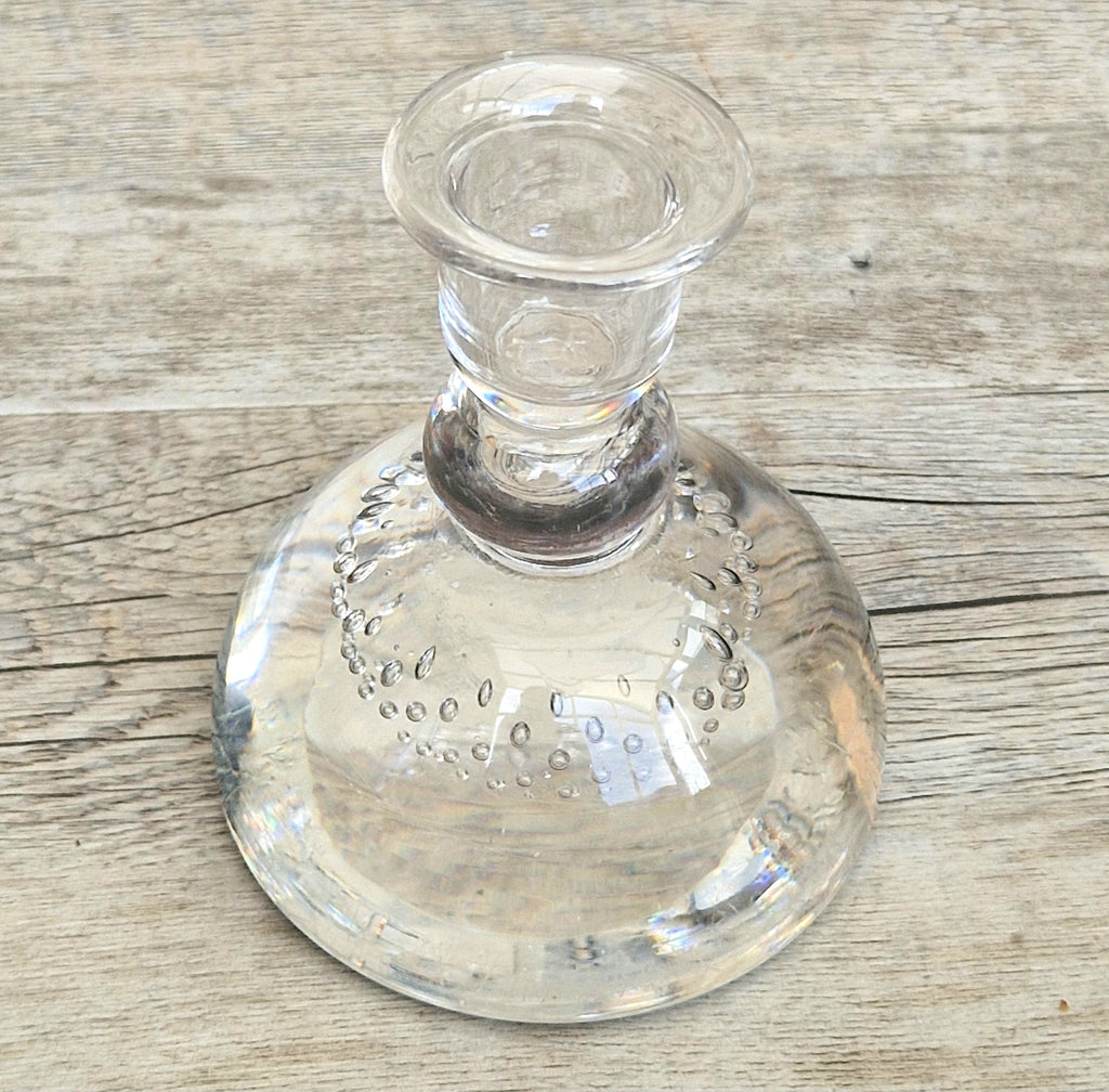 Rare Whitefriars 1940s Clear Controlled Bubble Candlestick 9318 William Wilson