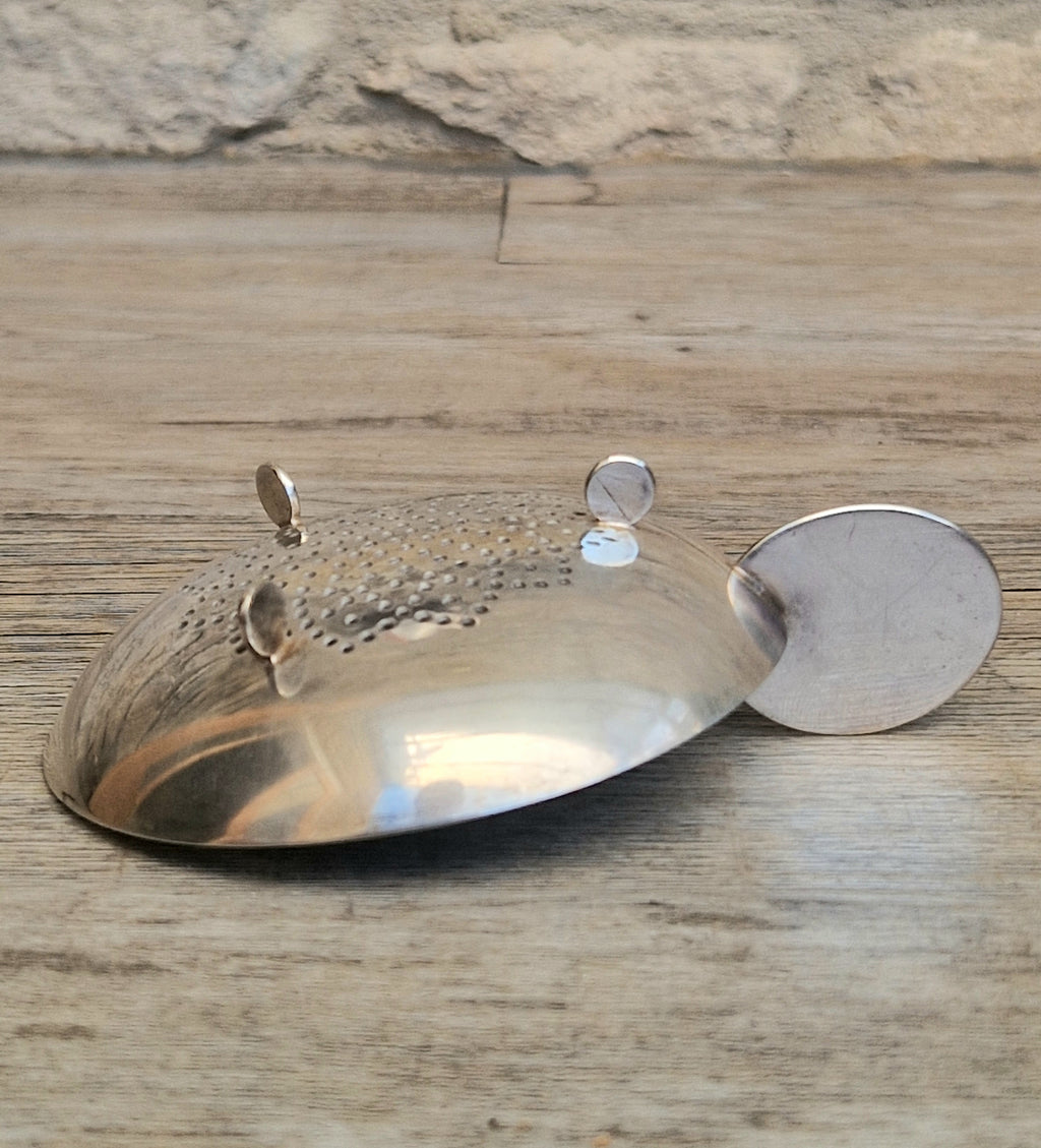 Art Deco Disc Motif Silver Plated Over Cup Tea Strainer/Lemon Strainer Sola