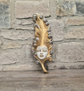 Vintage Venetian Wall Mask Feather Leaf Ceramic Gold Silver Made Italy 38cm Long