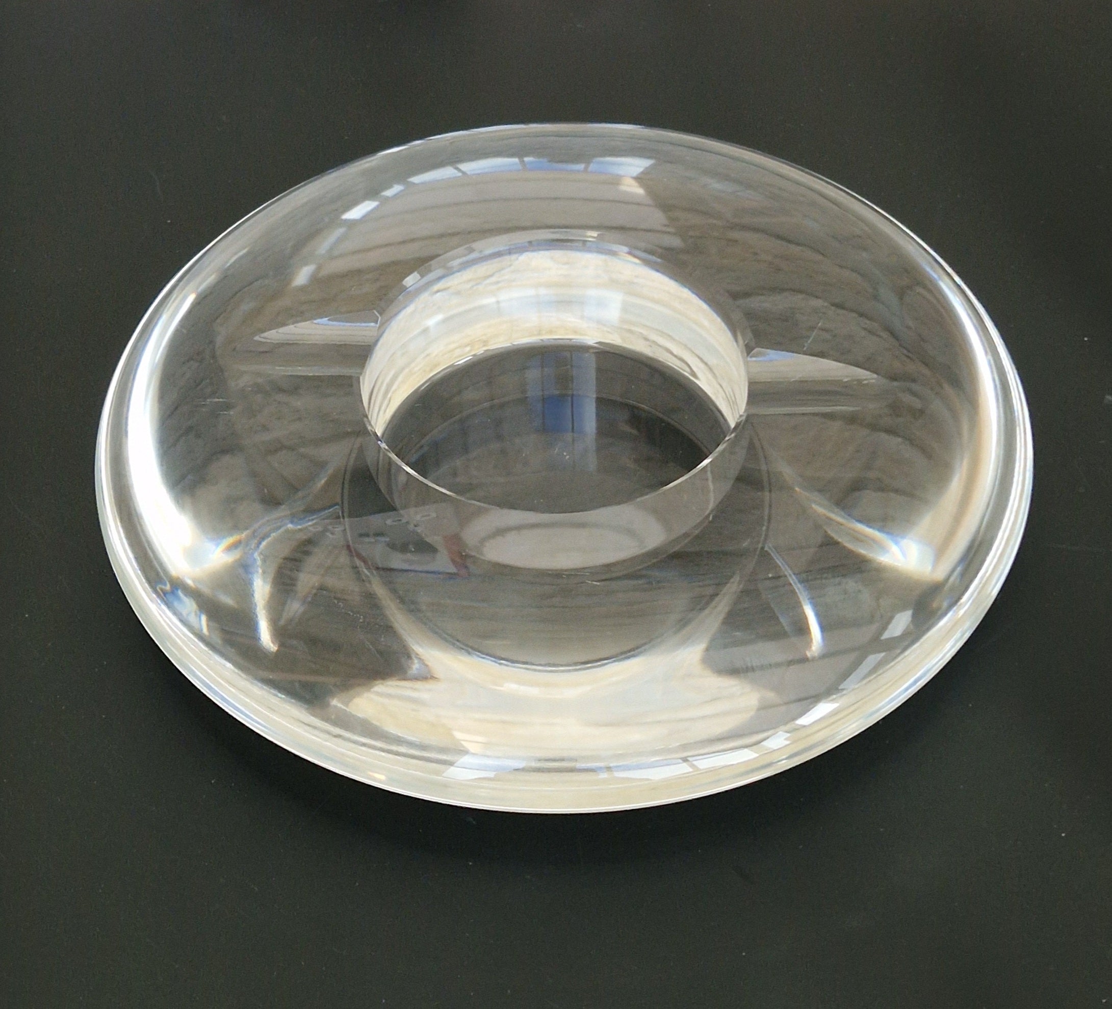 Heavy Clear Crystal Glass Discus Cigar Table Ashtray 23cm Diameter