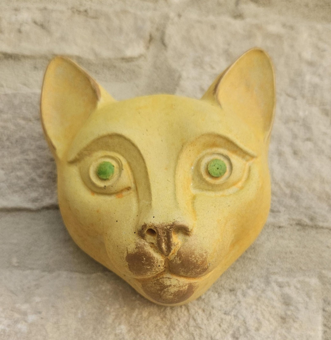 Vintage Cat Wall Sculpture Reconstituted Stone Rustic Indoor Decor Whimsical Feline Art