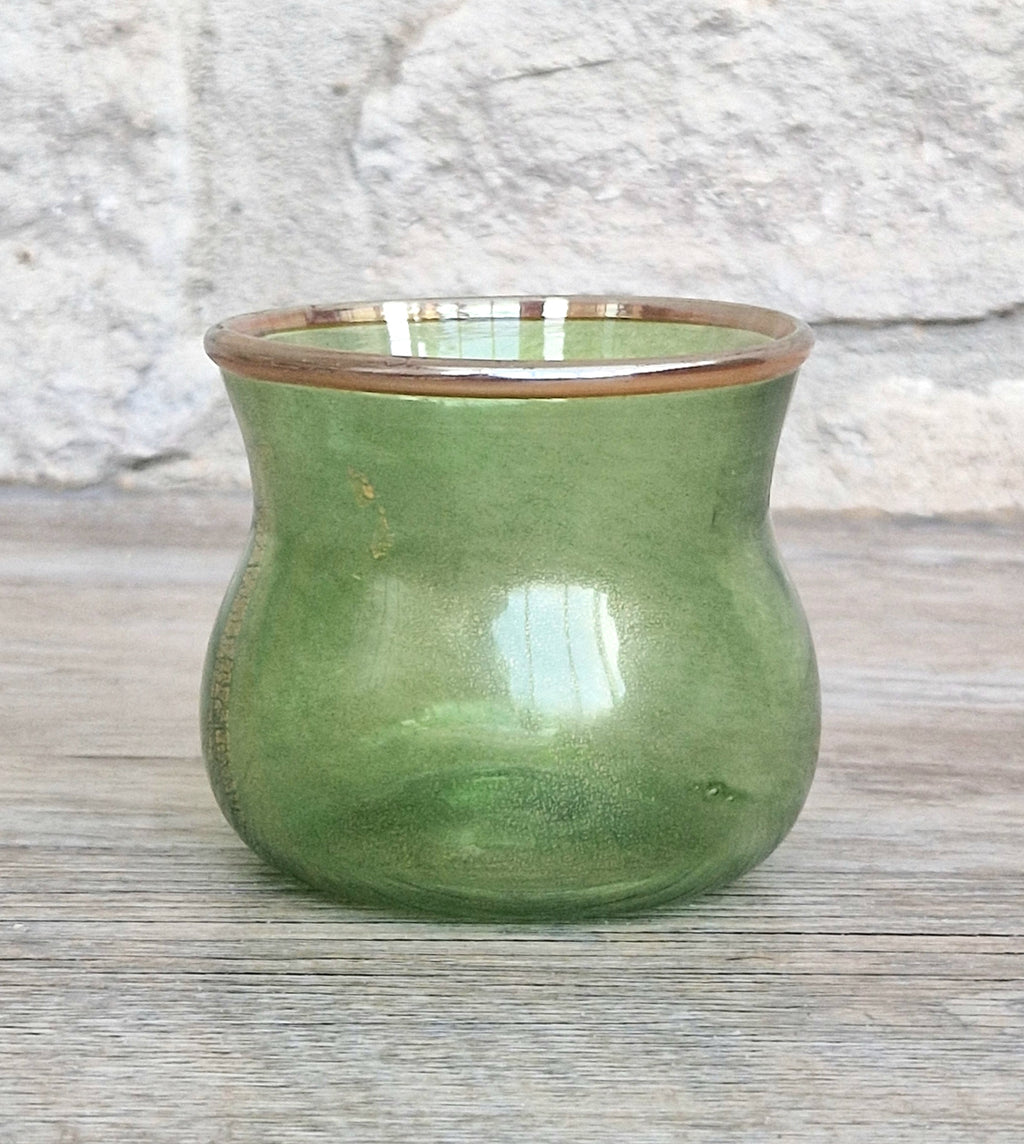 Antique Probable Salviati Dott. Murano Glass Small Beaker Green Gold Leaf, Venetian c.1875–1890, Handblown 13.5cm Rare