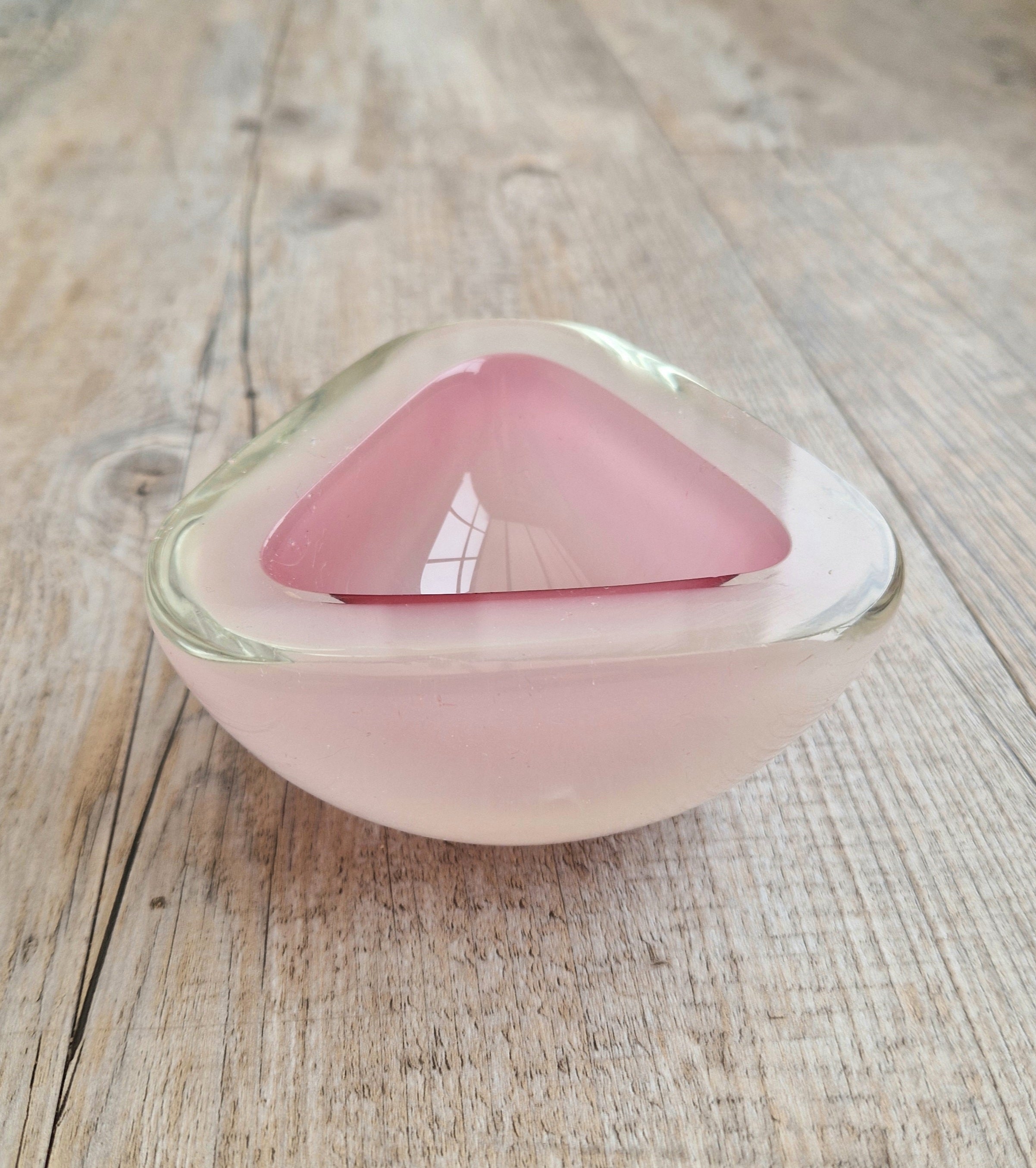 Archimede Seguso Opaline Pink Geode Bowl Murano Glass 1950's Italy