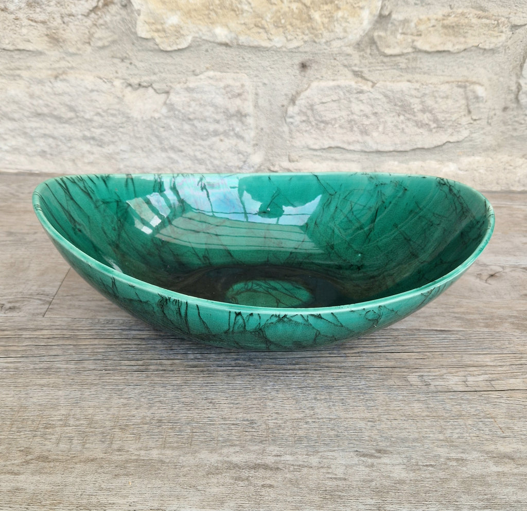 Very Rare Antique 1883 Wedgwood Malachite Glaze Large Centrepiece Fruitbowl 32cm x 22cm