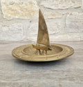 Bronze & Brass Sailing Boat Birdbath Sundial Vintage Garden Ornament