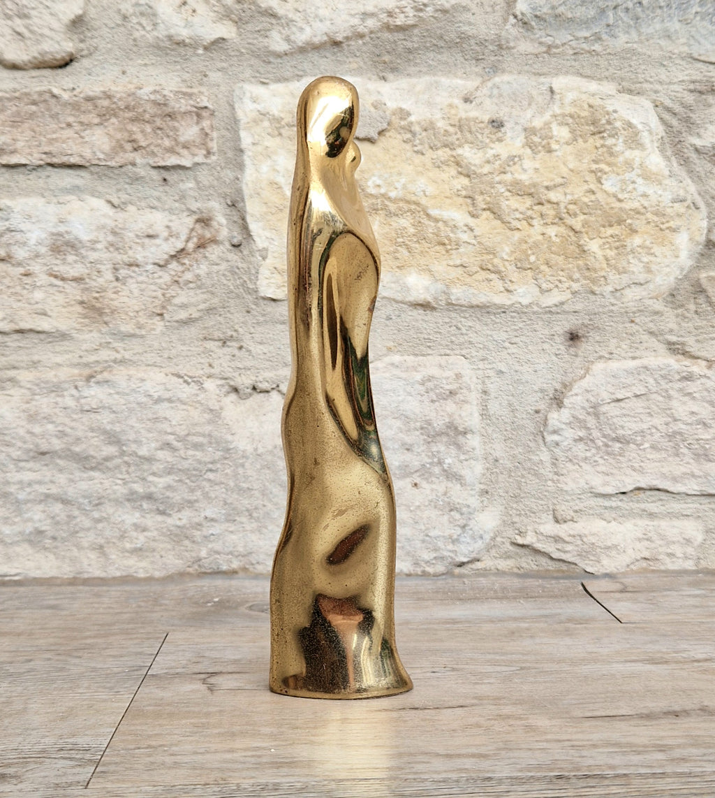 Solid Bronze 'Mother & Child' Figure Biomorphic Abstract 1970s Organic Sculpture Vintage 1.2kg