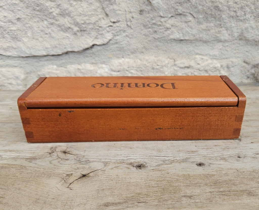 Vintage White Dominoes Set in Wooden Box Rustic Classic Game Gift