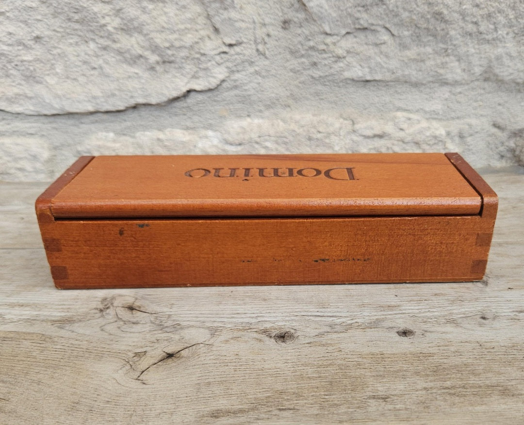 Vintage White Dominoes Set in Wooden Box Rustic Classic Game Gift