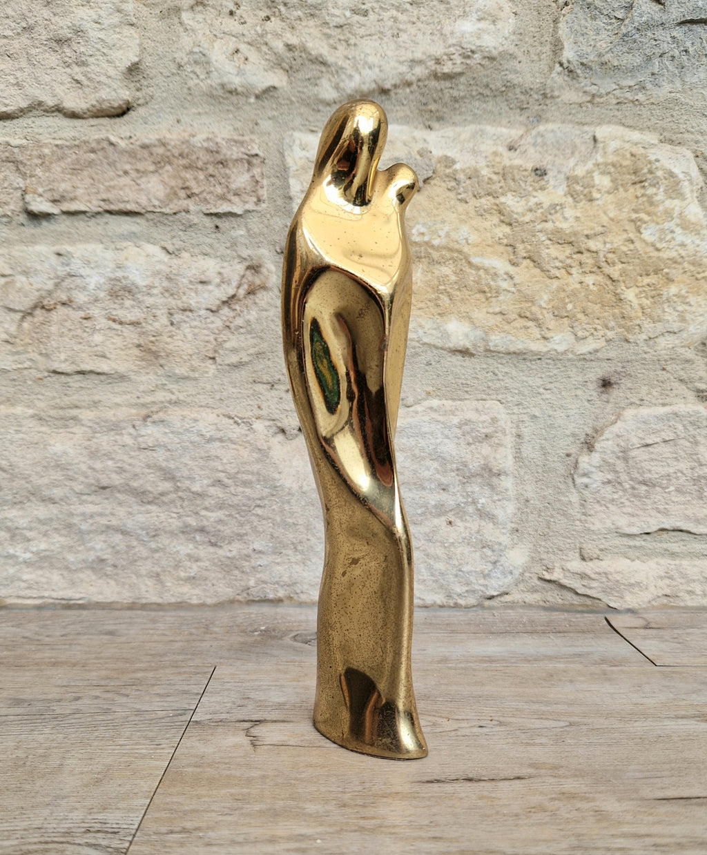 Solid Bronze 'Mother & Child' Figure Biomorphic Abstract 1970s Organic Sculpture Vintage 1.2kg