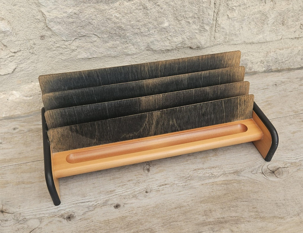 Midcentury Italian Wood Letter rack Giorgio Pizzitutti Designer Stylish Minimalist Decor
