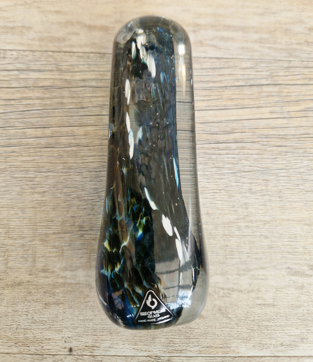 1980's Isle of Wight Art Glass 'Off the Shelf' Obelisk Paperweight Rare & Perfect With Label