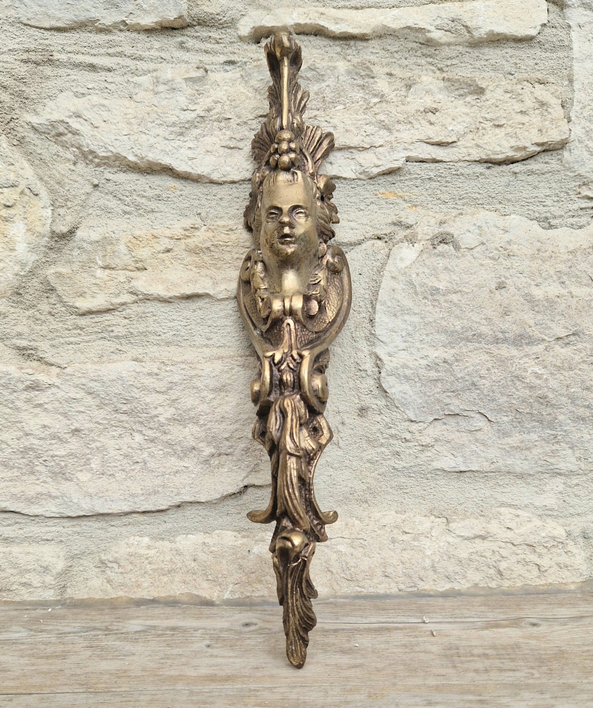 Cast Bronze French Ormalou Decorative Female Figural Antique Furniture Leg Mount Piece Fitting