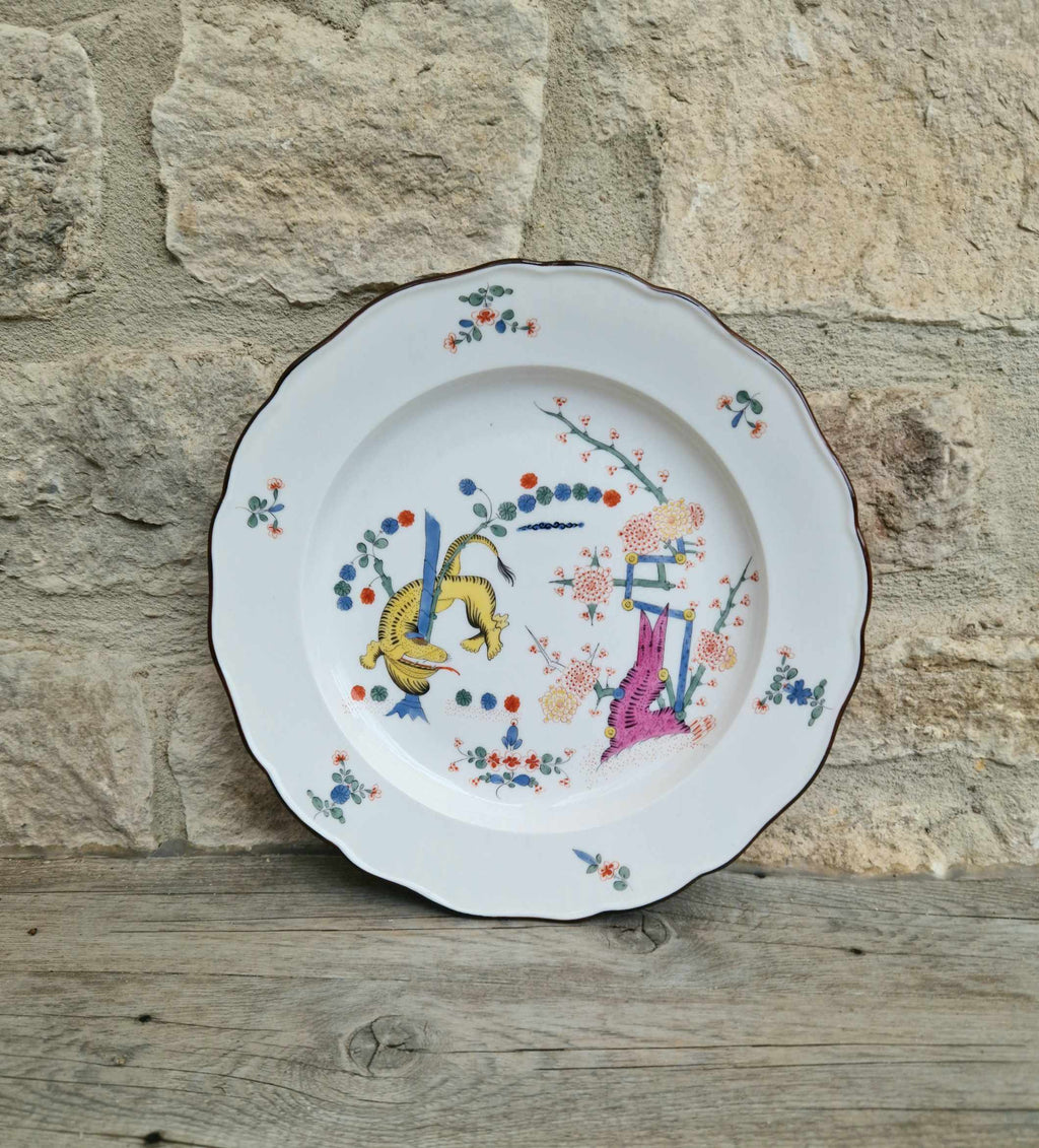 Antique MEISSEN KAKIEMON "Gelber Löwe" Yellow Tiger Pattern 1st Quality Plate 25cm