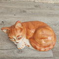 Vintage Large Sleeping Ginger Cat Ornament 18cm X 12cm Heavy