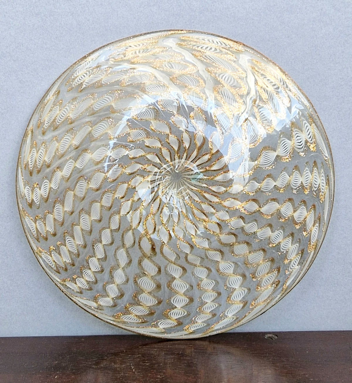Antique Salviati Murano Glass Plate, Zanfirico, Aventurine, Venetian c.1870–1890, 18.2cm, Fine Handblown Collectable Piece