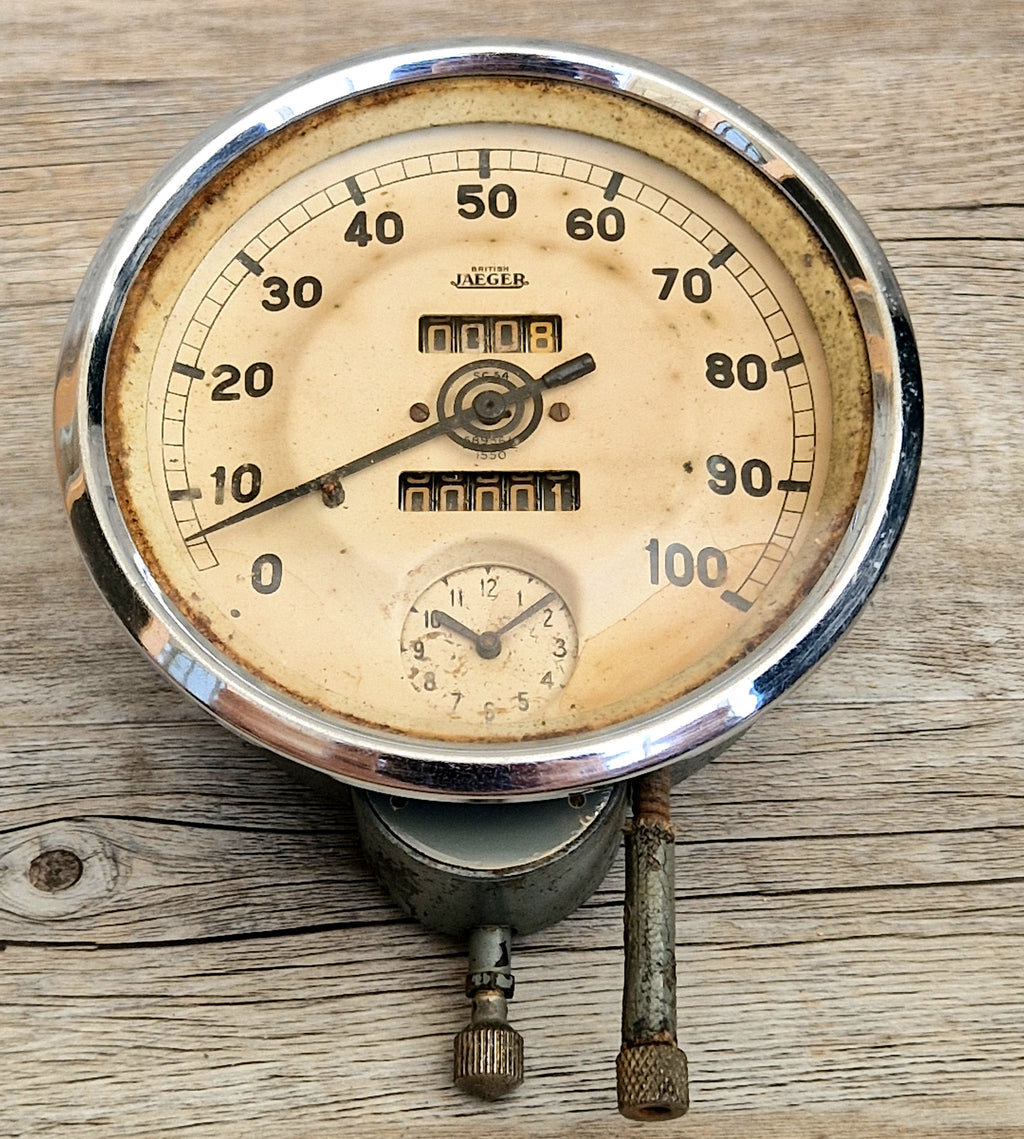 British Jaeger SC54 Sports Model Car Speedometer Clock Dashmount Vintage Pre-war Speedometer