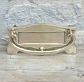 Art Deco Antique Brass Letterbox Plate Door Knocker Original Bolts 18cm