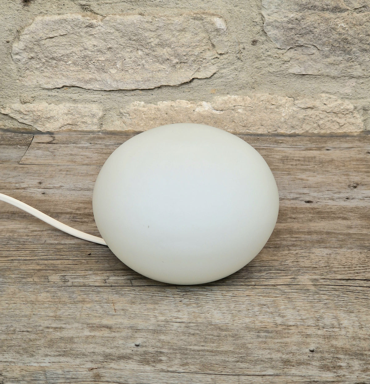 Vintage Habitat Glass Pebble Table Lamp Frosted White 12cm Minimalist Retro Ambient Desk Light