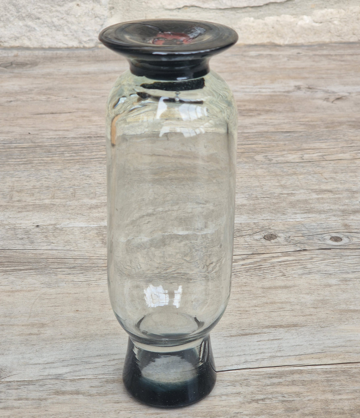 Rare Antique Regency Apothecary Jar c. 1800-1830 English Heavy Lead Crystal Specimen Glass with Fused Inky Blue-Black Rim & Foot