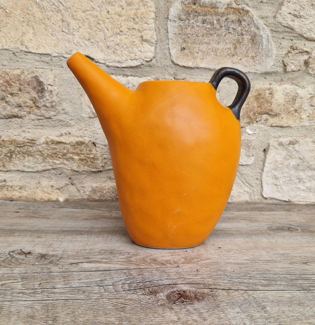 Large Habitat Water Jug Pitcher Burnt Orange Stoneware RARE Holds 1 .3/4 Litres