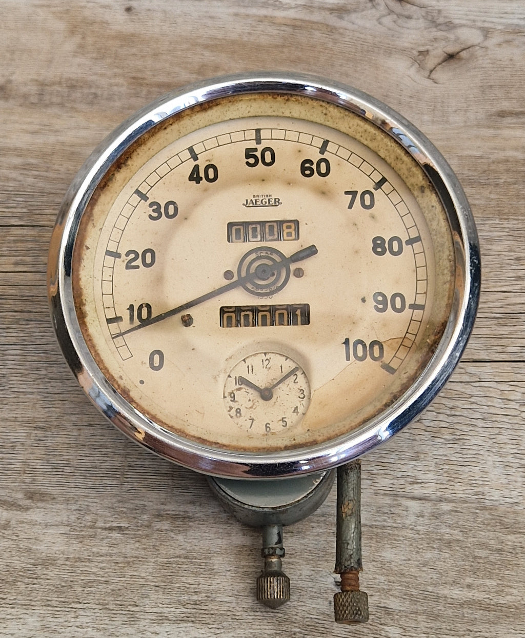 British Jaeger SC54 Sports Model Car Speedometer Clock Dashmount Vintage Pre-war Speedometer