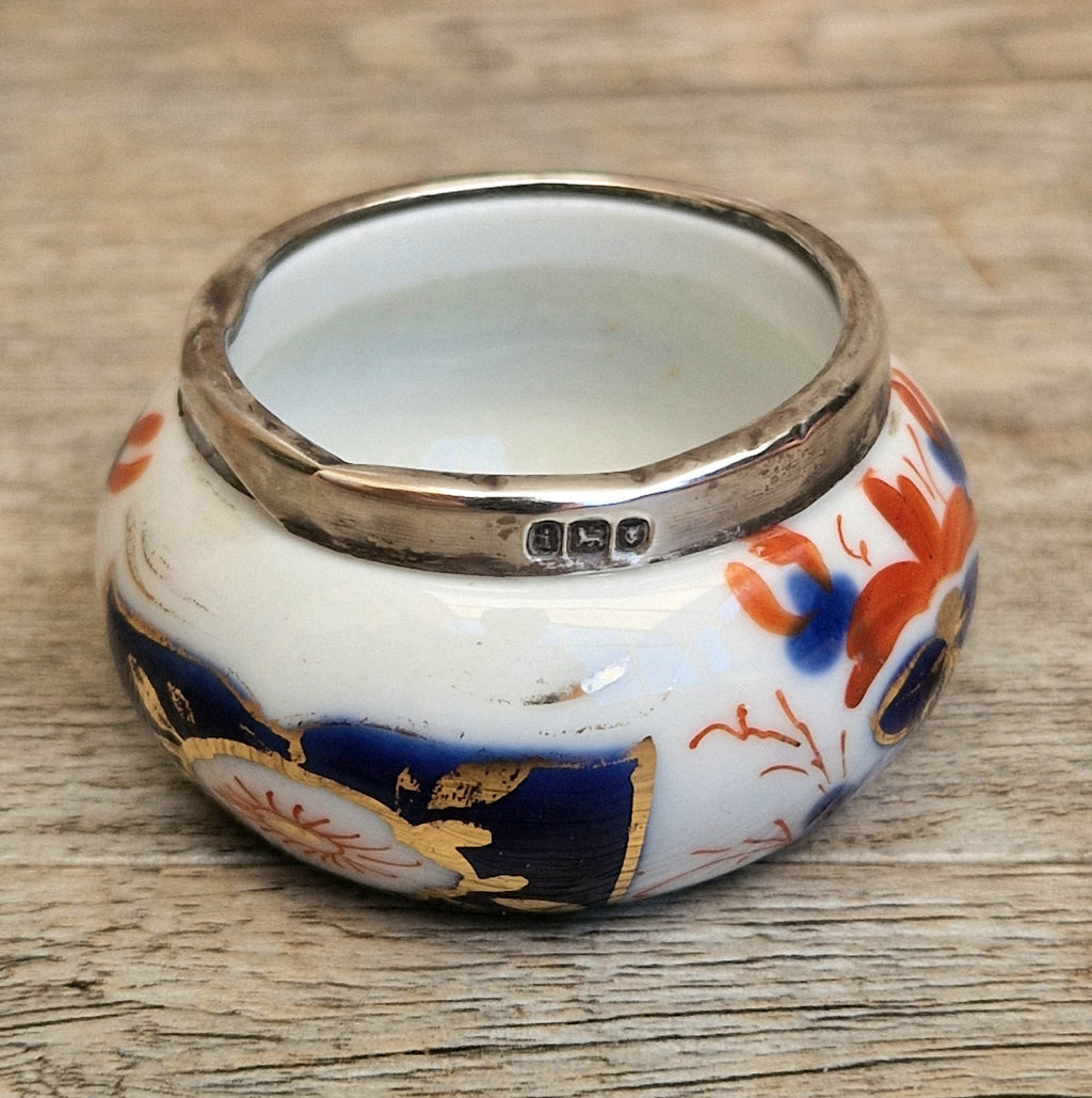 Antique 1904 London Sterling Silver Imari Cruet Set Salt Pepper Mustard Pot Victorian Condiment