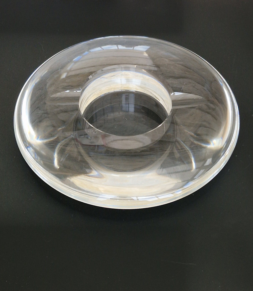 Heavy Clear Crystal Glass Discus Cigar Table Ashtray 23cm Diameter