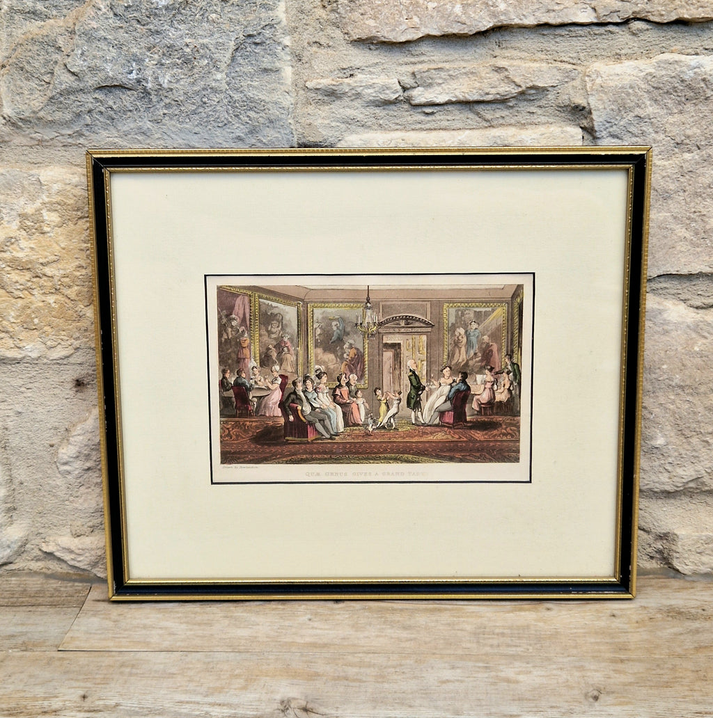 Thomas Rowlandson Lithograph Print 'Quae Genus, Gives A Grand Party' Framed Wall Art