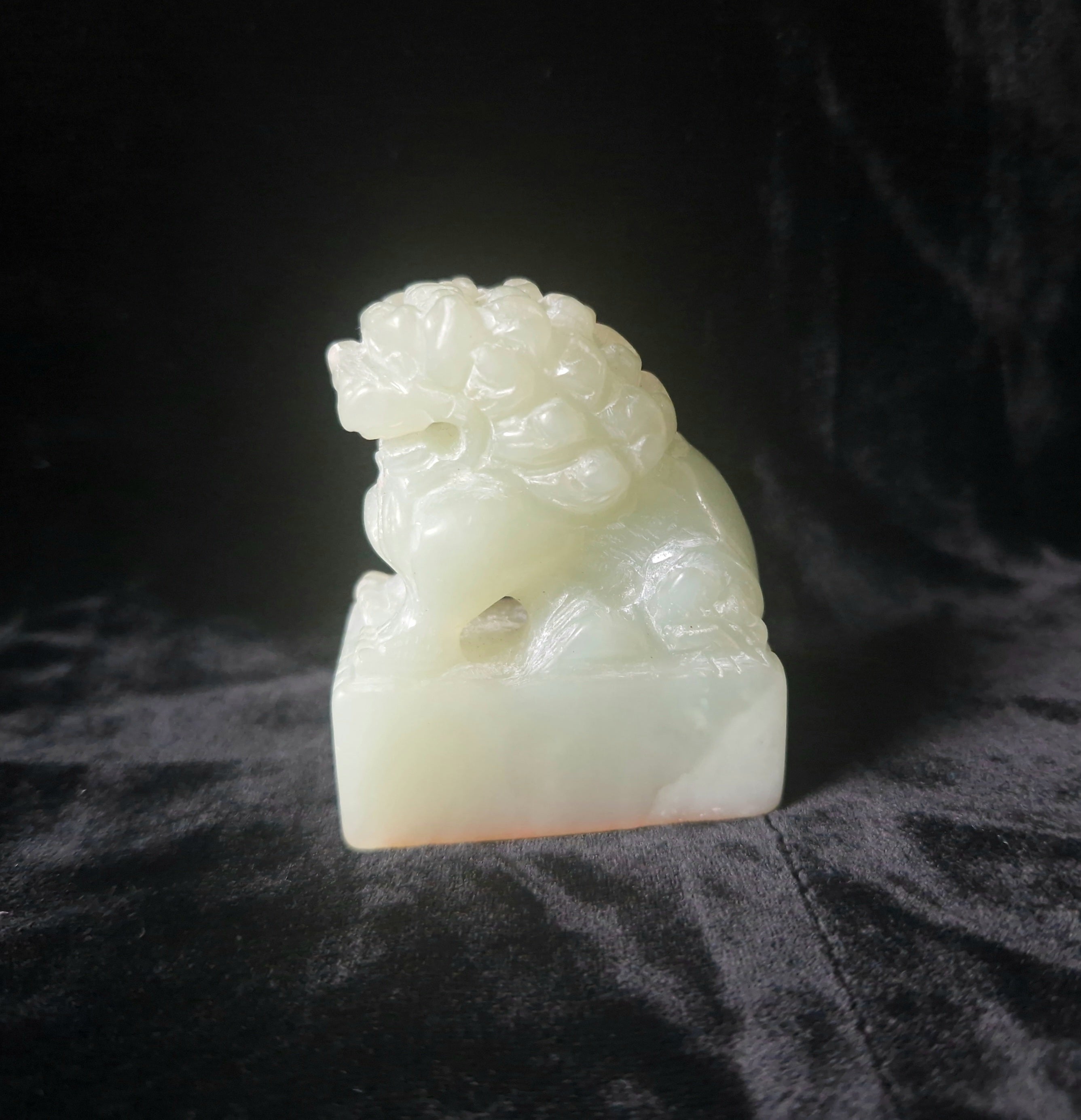 Antique Chinese Carved Jade Foo Dog Lion Chop Stamp 6cm