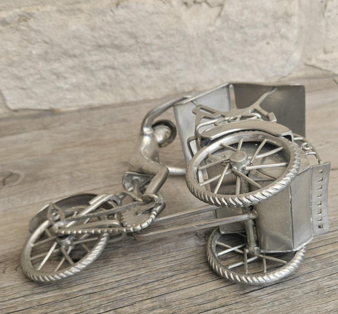 Vintage Asian Rickshaw Ornament Sturdy 14cm Tall Display Figurine Collectible Home Asian Decor Gift Art