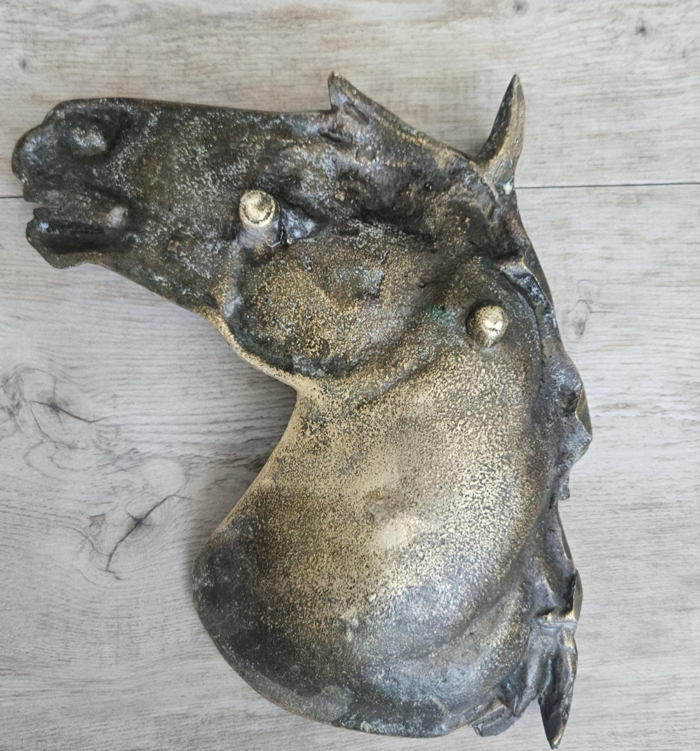 Vintage Horse Vide Poche Brass Trinket Tray, Equestrian Decor, Antique Style Catchall Dish 19cm X 16cm