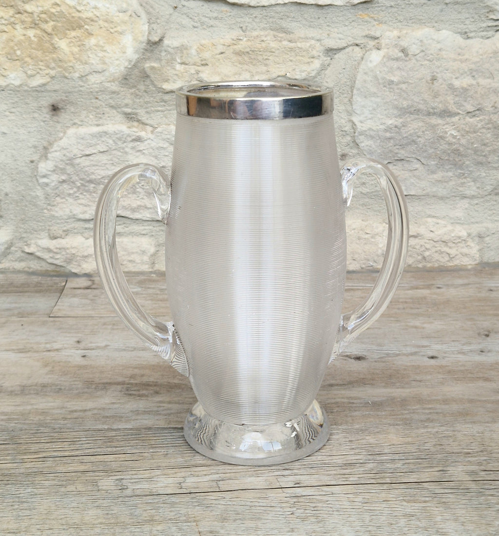 Antique Victorian Stevens & Williams Threaded Glass Twin Handled Vessel c.1900