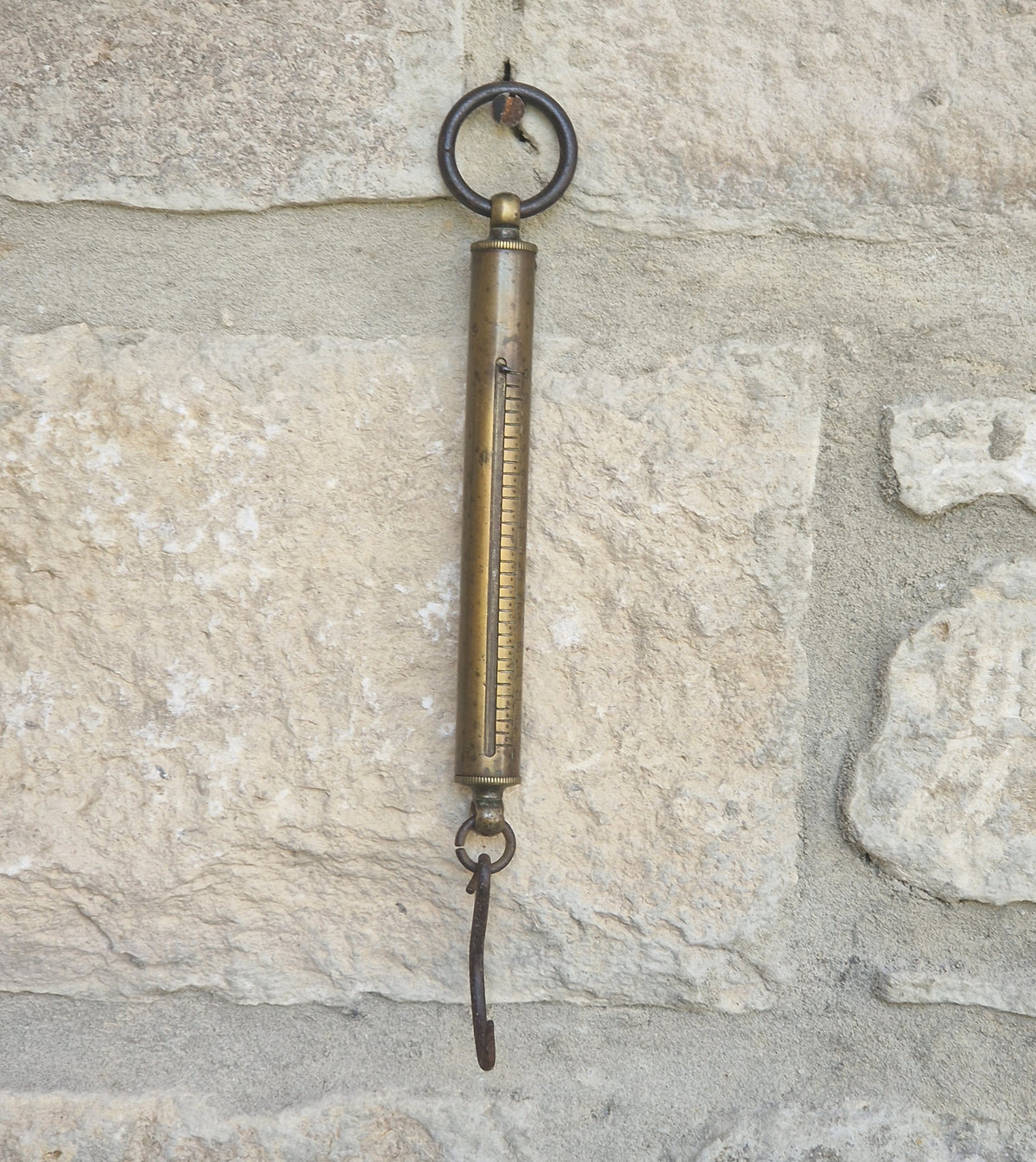 Antique Tubular Brass Spring Balance Scale Hanging Pocket Cylindrical Pocket Scales Working