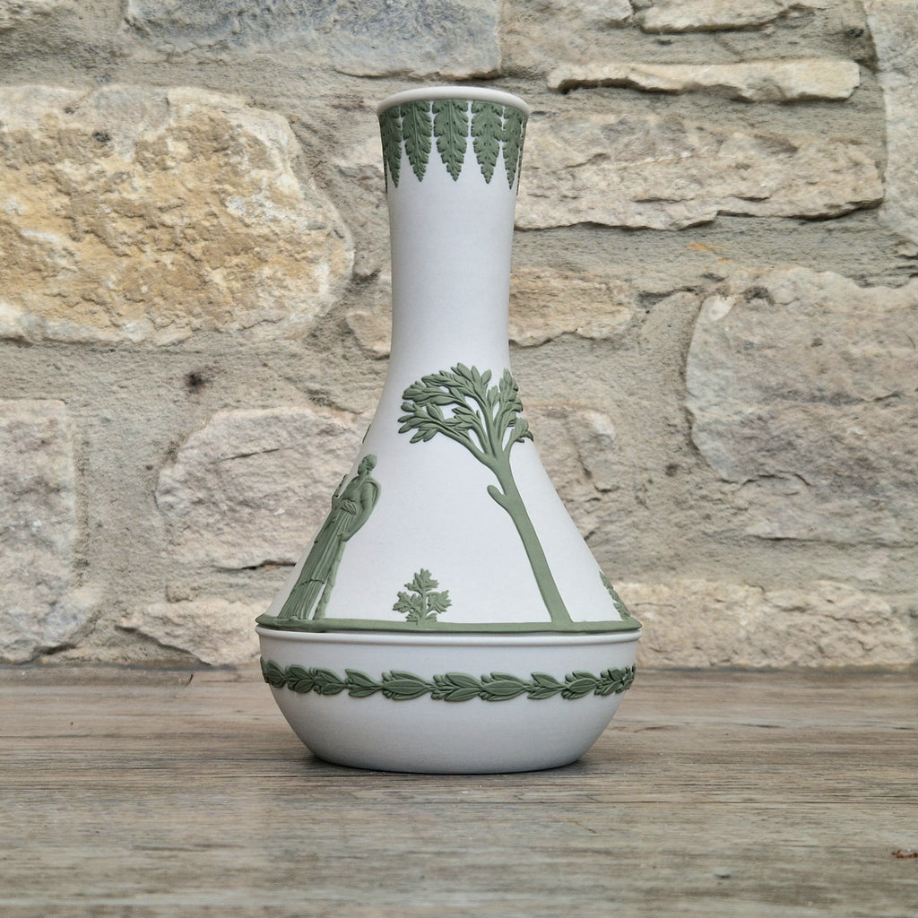 Vintage Wedgwood Jasperware Sage on White Parnassus Vase