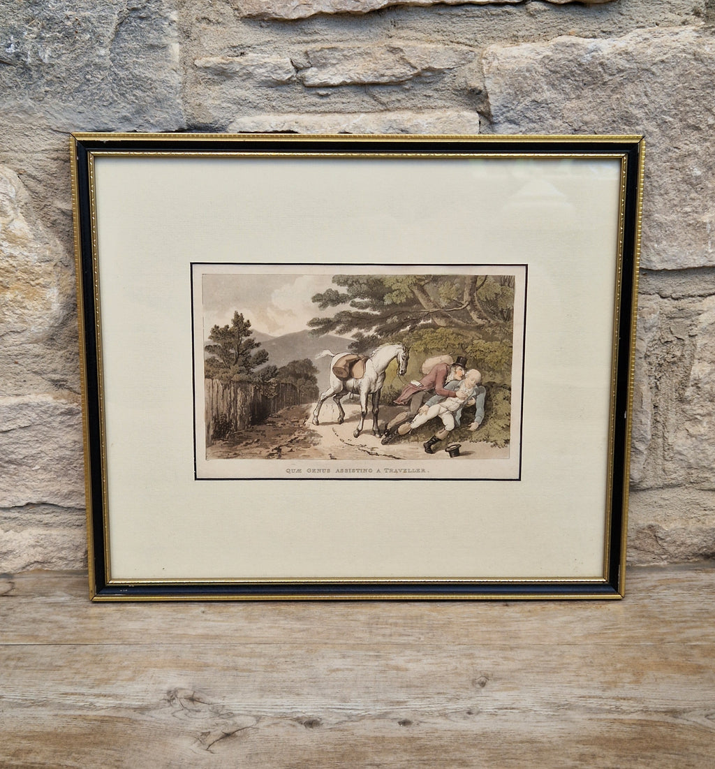 Thomas Rowlandson Lithograph Print 'Quae Genus Assisting A Traveller' Framed Wall Art