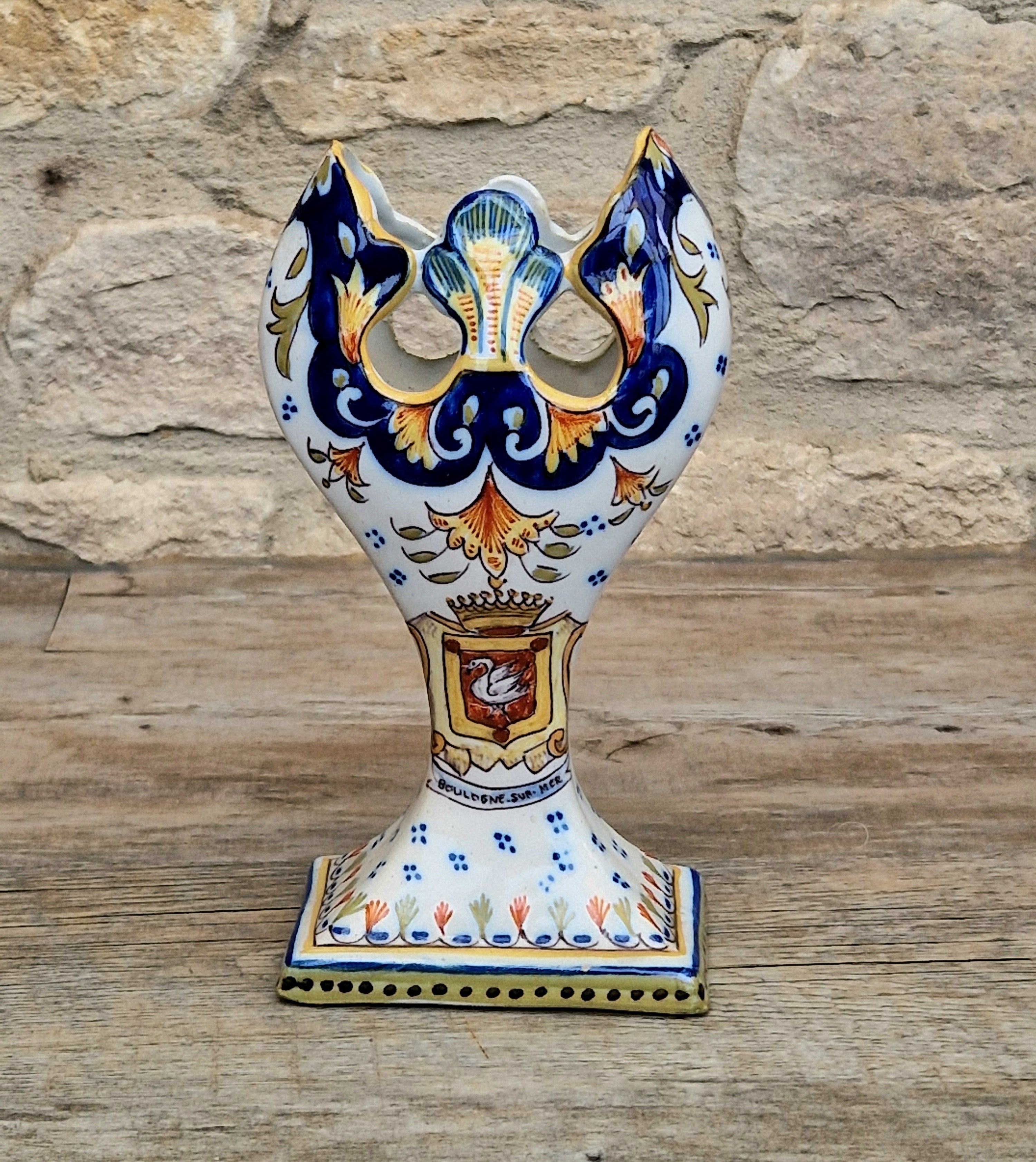 Geo Martel Faience Tulip Vase: Boulogne Sur Mer Art Nouveau Ceramic