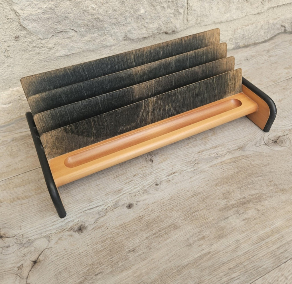 Midcentury Italian Wood Letter rack Giorgio Pizzitutti Designer Stylish Minimalist Decor