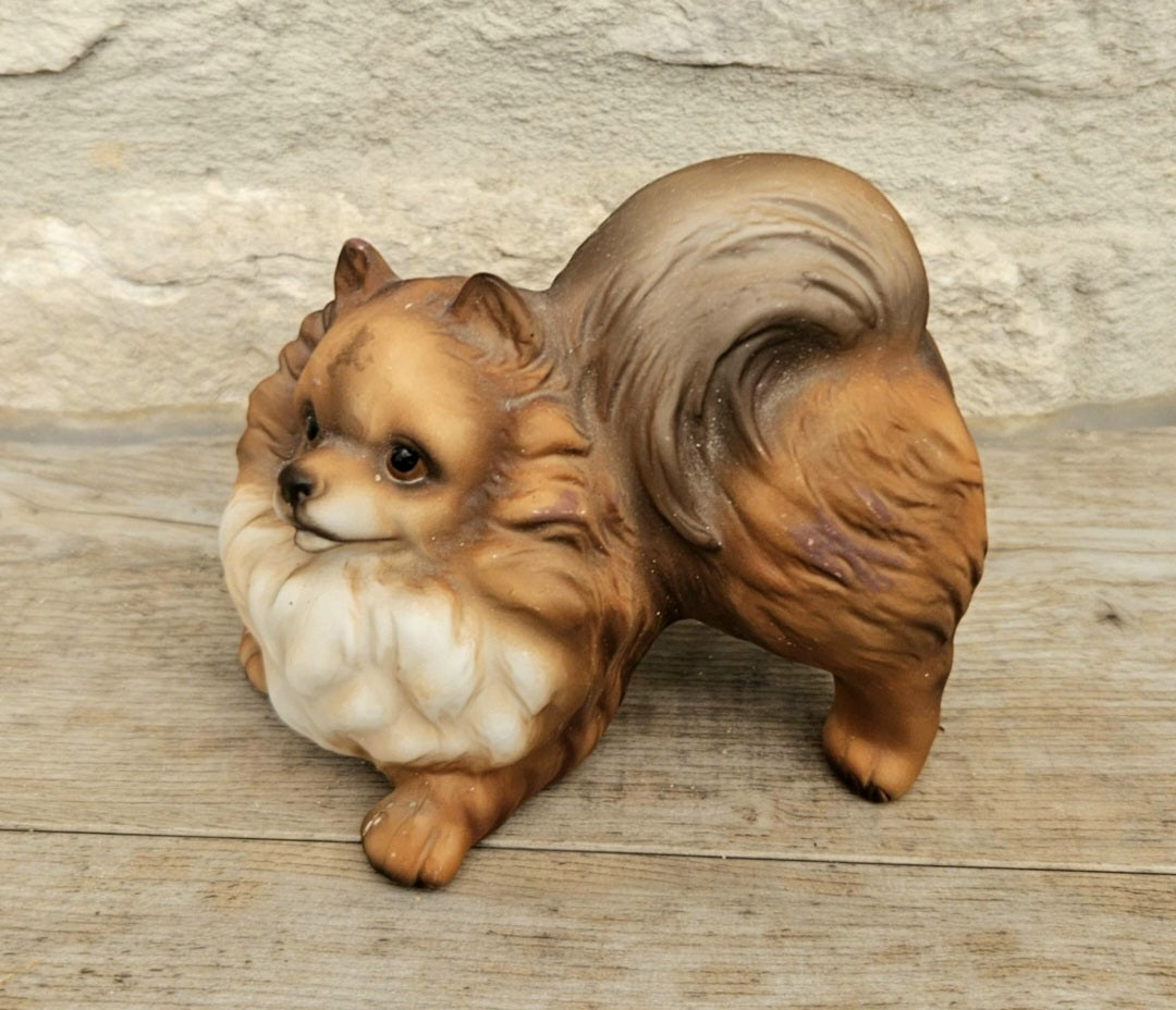 Vintage Ceramic Pomeranian Dog Ornament Figure Harvey Knox 8cm X 8cm