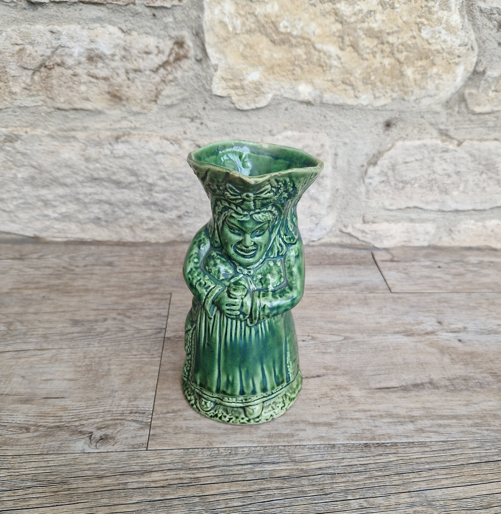 Antique Majolica Toby Jug: 19th Century English Lady Toper
